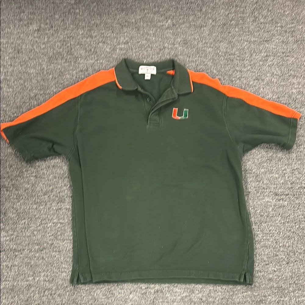 Vintage Miami Hurricanes Boca Classics Green and Orange Polo Shirt